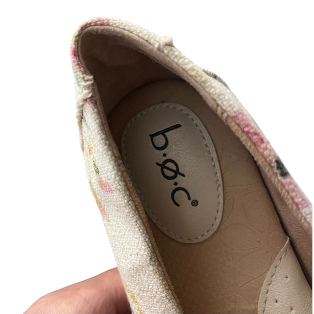 ☀️ b.o.c. Cream and Pink Espadrille Flats with Floral Accents - Picture 11 of 15